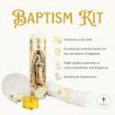 Baptism Candle Set Featuring Our Virgen de Guadalupe Candle Premium Golden Metallic Cover - Velas para bautizo Full kit - Catholic Baptism Candle Set - Vela bautiso