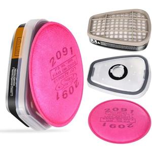 (2 in 1) 6001&2091 Respirator Filters, Respirator Cartridge, Compatible with 6000,7000,FF-400 Respirator, Suitable for Filtering Dust, Paint, Organic Vapor