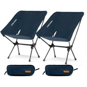 CAMEL CROWN Portable Camping Chair Folding Compact Lawn Lightweight Backpacking Chair with Carry Bag for Outdoor Hiking Beach Travel Picnic Festival Navy Blue 2pc
