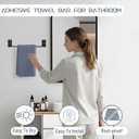 Alise Adhesive Towel Bar, 16 Inch Towel Racks for Bathroom SUS 304 Stainless Steel,Bathroom Towel Holder No Drill, Strong Self Adhesive Towel Bar, Matte Black