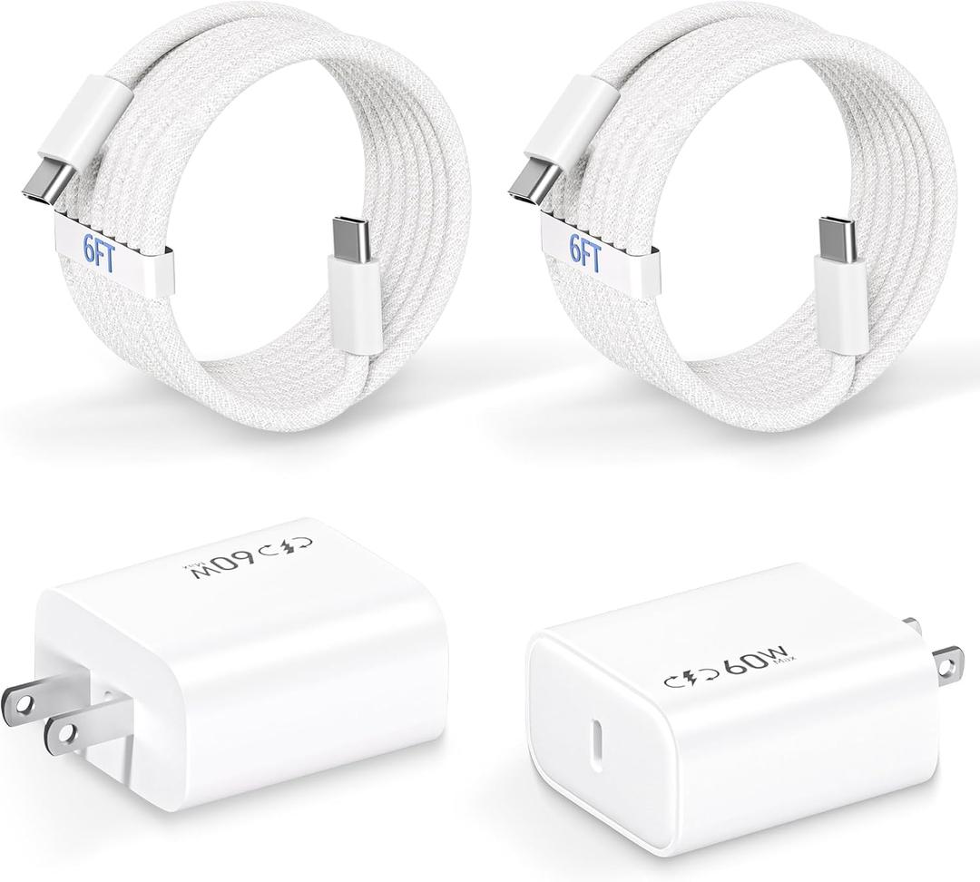 40W-60W Apple Dynamic Power Adapter,Fast USB C Charger 2Pack iPhone Charger Fast Charging 6FT Type C Braided Charging Cables for Apple iPhone 17/17E/Air/17 ProMax/16Pro/16e/15Plus,iPad Pro/Air,AirPods