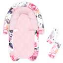 Baby Car Seat Head Body Support & Strap Covers, 2 in 1 Infant Car Seat Insert, Reversible Soft Breathable Newborn Cushion Pads for Preemie, Perfect for Baby Carseats, Strollers, Swings (Floral)