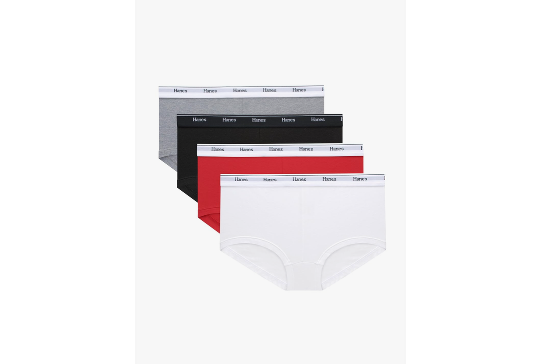 Hanes womens Originals Boyshort Underwear, Breathable Stretch Cotton Boyshort Panties, 4-pack M