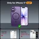 Miracase Magnetic for iPhone 17 Case (Compatible with MagSafe) with Screen Protector Military-Grade Protection, Anti-Fingerprint Translucent Matte Phone Cover for iPhone 17 6.3 inch, Dark Purple