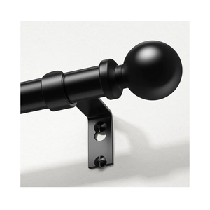 Curtain Rods for Windows 48 to 84 Inch, Black 1 Inch Decorative Window Treatment Rods, Adjustable Heavy Duty Modern Drapery Rod, Easy Install Metal Curtain Pole with Matte Black Round Finials