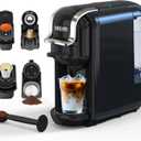 CAFELFFE MK-603 Mini Multi Pod Coffee Maker, 4 in 1 Hot/Cold Single Serve Capsule Espresso Machine, Compatible with K Cup* Pods, Nes* Original,DG* Capsules and Ground Coffee, Fast Brew, Black