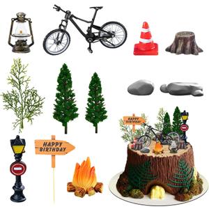 Knana 18Pcs Bicycle Cake Topper Bike Cake Decorations for Bicycle Themed Birthday Party Supplies