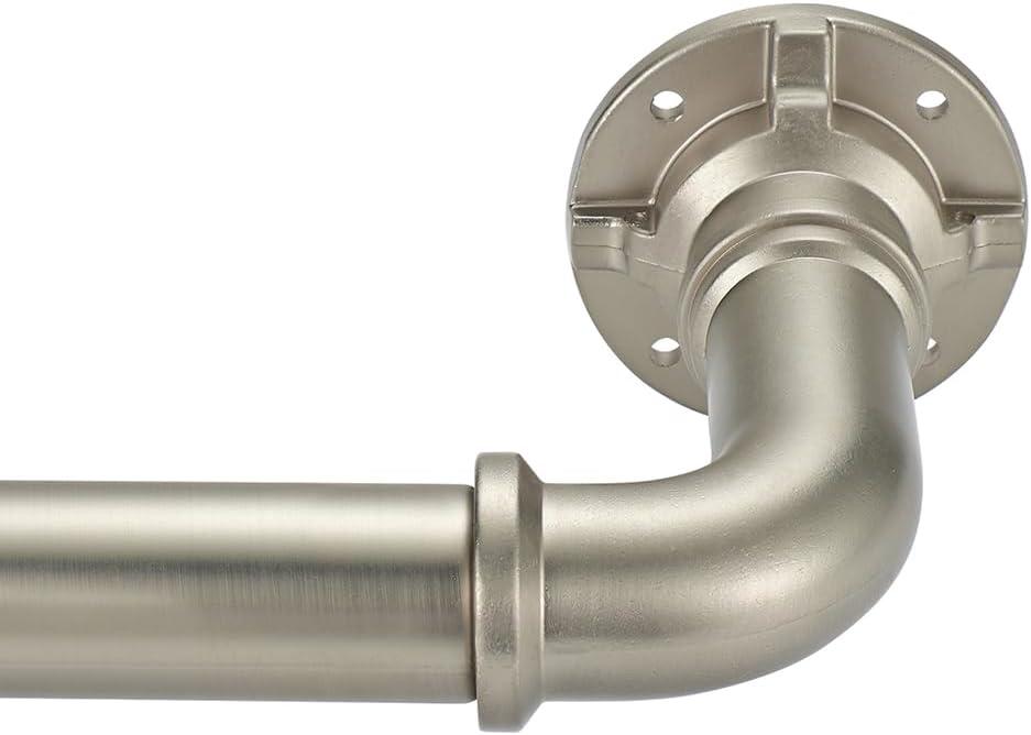 Blackout Curtain Rod, Wrap Around Design, Adjustable 1 Inch, Room Divider for Windows (Stain Nickel, 72-144")