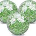 Mosaic Round Glass Ball 3PCS 3.34 Inch Crackl Solid Sphere Coffee Table Centerpiece Orbs Bowls Vases Dining Table Balls Decorative(Green)
