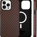 Magnetic Polka dot Phone Case for iPhone 16 Pro, Brown | Compatible with MagSafe, Dual-Layer Shock Protection(Hard PC + Silicone) - Aesthetic Protective Phone Cover for Women Girl