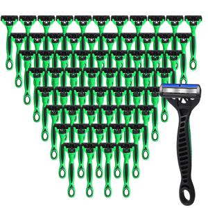 Wovnet 60 Pcs Men's Disposable Razors Set 3 Blade Bulk Sensitive Head Shaving Razors for Men Travel Hotel Spa Christmas Party Gift