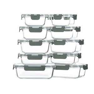 M MCIRCO 10Pack Glass Food Storage Container with Lids, Airtight Lunch Bento Boxes, Glass Meal Prep Container,Microwave, Oven, Freezer and Dishwasher Friendly
