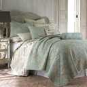 Levtex Home - Lyon Teal Quilt Set - Full/Queen Quilt + Two Standard Pillow Shams - Bird Toile - Teal, Brown, Cream - Quilt Size (88x92in.), Sham Size (26x20in.) - Reversible - Cotton Fabric
