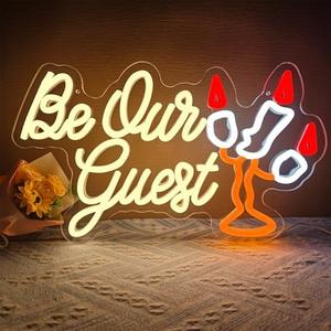Be Our Guest Neon Signs for Wall Decor Princess Belle Party Decorations Belle Party Neon Sign Dimmable Neon Light for Bridal Shower, Wedding, Engagement, Bachelorette, Baby Shower, Birthday, Housewarming