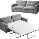 Marsail Pull Out Sofa Bed, Queen Size Sleeper Sofa with Memory Foam Mattress, 2 USB Charging Ports & Removable Covers, Chenille Loveseat Couch for Living Room, Apartment, Light Grey