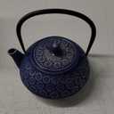 Juvale Japanese Cast Iron Teapot with Infuser - Stovetop Compatible Blue Loose Leaf Teapot & Tea Kettle - Heat Retention with Handle & Removable Lid (34 oz)