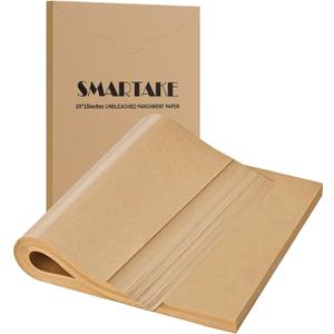 SMARTAKE 200 Pcs Parchment Paper Baking Sheets, 10x15 Inches Non-Stick Precut Baking Parchment, for Baking Grilling Steaming Bread Cup Cake Cookie and More (Unbleached)