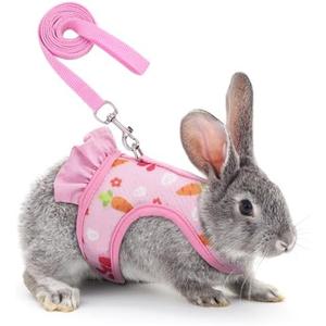 DONGKER Rabbit Harness and Leash,Adjustable Bunny Vest Harness Breathable Mesh All Seasons for Walking Escape Proof Guinea Pigs Bunnies Hamsters DONGKER Rabbit Harness and Leash,Adjustable Bunny Vest Harness Breathable Mesh All Seasons for Walking Escape Proof Guinea Pigs Bunnies Hamsters