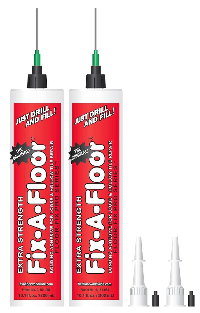 The Original Fix-A-Floor Loose Tile Repair Adhesive PRO Pack! Includes a Micro Syringe Injector and Two Drill Bits -Tile, Porcelain, Ceramic, Marble, Stone, Wood Floor. Pack of 2