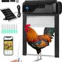 Automatic Chicken Coop Door with HD Camera, Solar Powered, 5000mAh Battery, WiFi Enabled, APP-Based Monitoring, Remote Control and Timer, with Anti-Trap Sensor and Alarm Drive(Black) (9.4"L x 3.0"W x 13.6"H)
