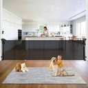 160" Retractable Baby Gates Dog Gate Extra Wide, 42" Tall Child Pet Safety Gate with Reinforced Strips for Stairs, Long Mesh Garage Gates Fence for Outdoor Indoor Large Openings Driveway Decks Patio