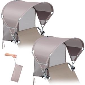 Universal Wind-Resistant Chair Umbrella Canopy, Foldable Portable UPF 50+ Sun Shade Attachment with Adjustable Clamp, Fits Most Beach, Outdoor, Camping, Lawn, Zero Gravity Chairs, Wheelchairs, 2 Pack