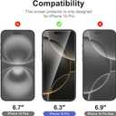 NEW'C 3x for iPhone 16 Pro Screen Protector (6.3 inches)+ 3x Camera Lens Protector, Sensor Protection, Case Friendly Tempered Glass Film + Dust Plug- Easy installation tool include (Transparent)