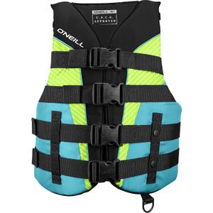 O'Neill Women's SuperLite USCG Life Vest, Black/ Turquoise/ Lime/ Turquoise, Medium