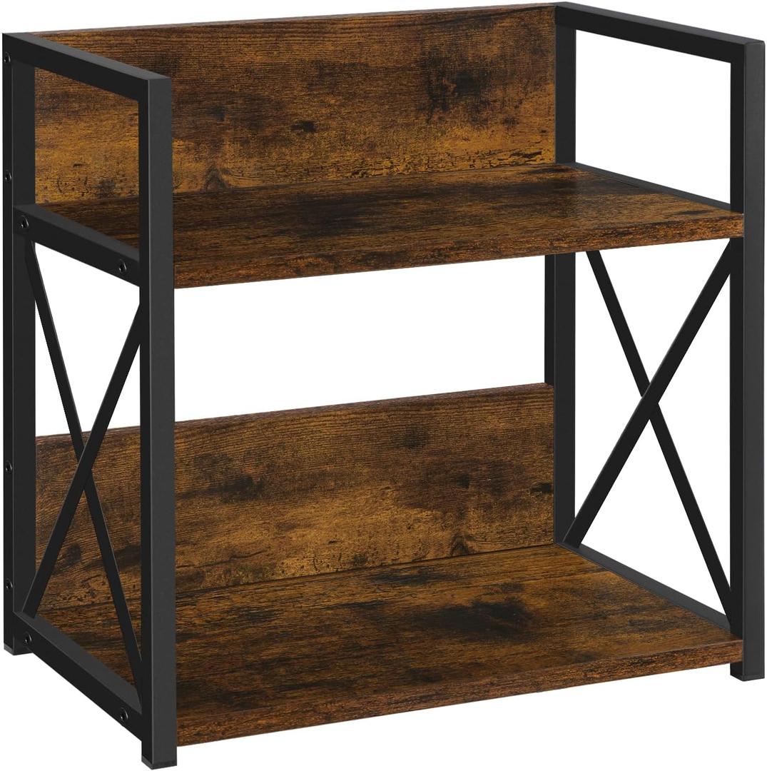 YINMIT Countertop Shelf Organizer, Coffee Bar Accessories, Spice Rack, Coffee Counter Shelf,2 Tier Coffee Organizer Station for Mugs, Cups, Cream, Syrup(Rustic Brown, Medium)