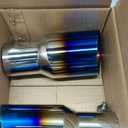 KHK 2.5" to 3.5" Exhaust Tip - 7.75" Long Diesel Exhaust Tips,2.5" Inlet 3.5" Outlet Stainless Steel Bolt-On Angle Cut Truck Tailtip, Universal Fit for Trucks & Cars -Blue Polished(Pack of 2)