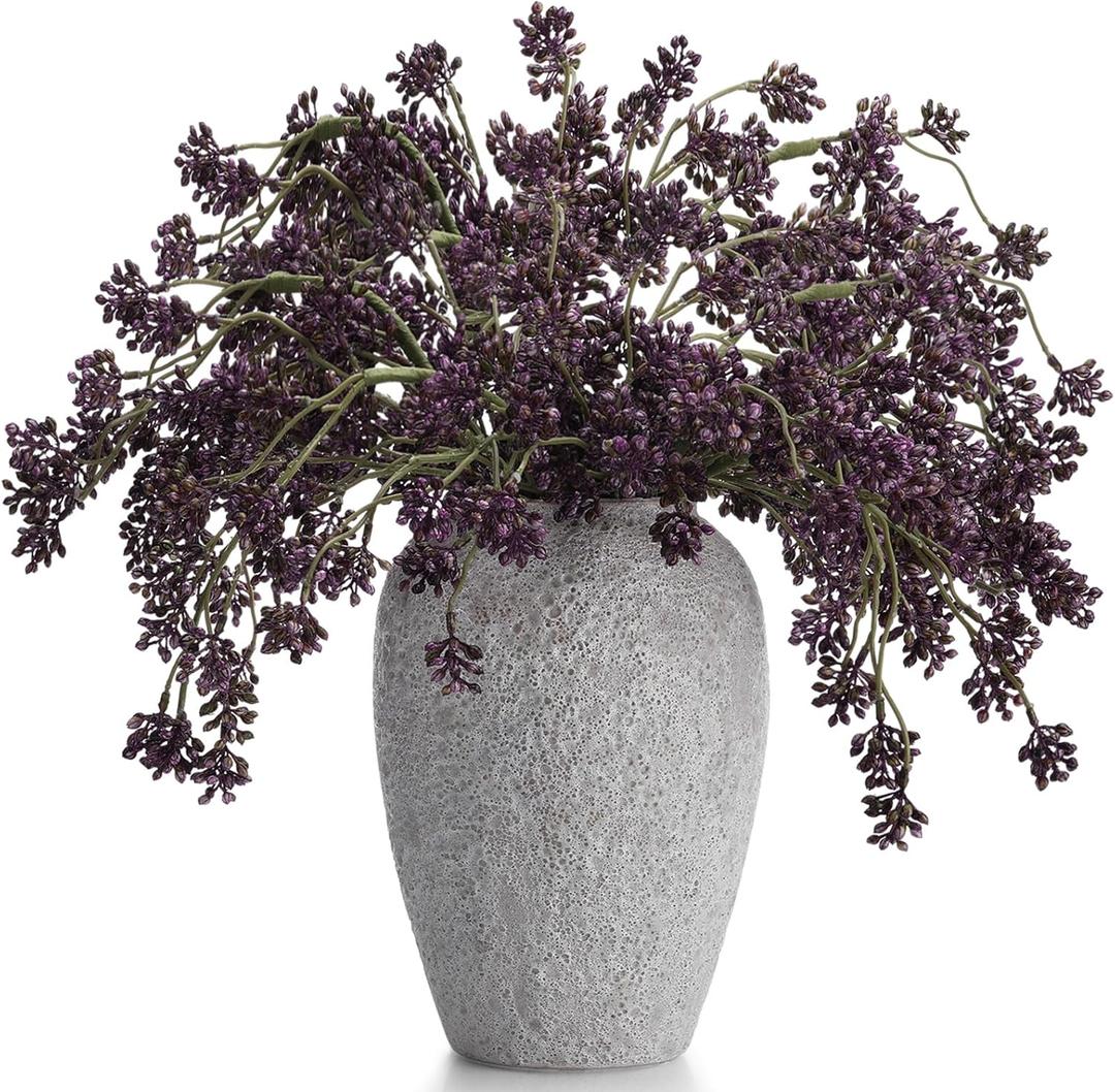 3 Pcs Plum Faux Berry Stems Artificial Dusty Sedum Berry Stems Picks Branches Faux Spray for DIY Holiday Farmhouse Home Mantel Harvest Decorations (32 Inch)