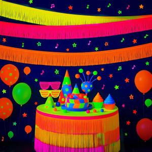 Tingjoo 12 Pack 120ft Neon Glow Party Decorations, Pink Orange Fringe Garland Streamers for Sunset Party Decor, Blacklight Neon Foil Backdrop Banner for Graduation Birthday Supplies, Multihued