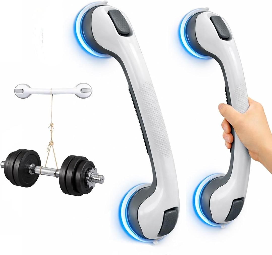 Grab Bars for Bathtubs and Showers,2 Pack 16.5" Bathroom Safety Handles with Strong Suction Cups, Non-Slip Grip Balance Support for Shower & Bathtub, for Seniors & Limited Mobility