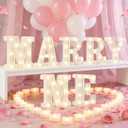 Marry Me Light Up Letters, Will You Marry Me Sign Decorations, Battery Operated Warm White Decorative LED Marquee Letter Lights for Wedding, Proposal Party, Romantic Table Decorations