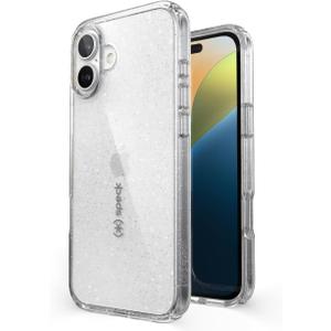 Speck Clear iPhone 16 Plus Case - Slim GemShell - Clear/Platinum Glitter