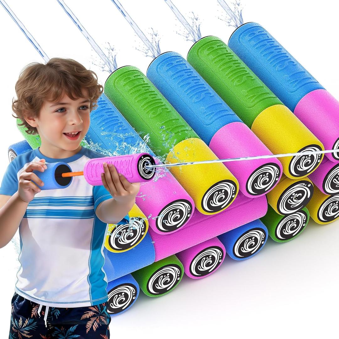 Water Guns for Kids Adults Toddler, High-Capacity Foam Squirt Gun Toy, Summer Fun Water Toys for Pool Outdoor Beach Games, Water Blaster for Ages 4-8 8-12 Boys Backyard Party Play(6.3" 18PCS)