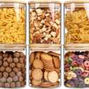 25oz Glass Food Storage Jars, Glass Jars with Bamboo Lids, Kitchen Storage Jars, Set of 6, Canisters with Airtight Lids for Spice, Coffee, Cookie, Pantry Organizers