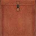 Brown PU Leather File Folder for Documents,Important Document Folder with String Tie,Laptop Sleeve Notebook Case,Leather File Organizer,A4 Envelopes Filing Folder