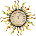 Sun Thermometer 13'' Wall-Mounted Outdoor Indoor Thermometer Muticolor Mexican Bold Color Decor Outside Temperature Gauges Hanging Wall Art Sculpture for Greenhouse Garden Patio Lanai Room Fence