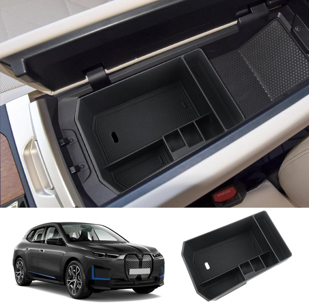 LUWU for 2025 2026 BMW iX Center Console Organizer 2022-2026 BMW iX xDrive45 xDrive60 M70 Armrest Storage Box Armrest Organizer Insert Tray 2025 iX i20 Armrest Console Organizer BMW iX Accessories