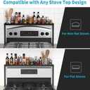 BOIVSHI Stove Top Shelf, Kitchen Over Shelf for Stove, Stove Spice Rack for Top, Adjustable 27-33inch, Fits Various Stove Lengths, Kitchen Spice Organizer, Condiments and BBQ Sauces, Black