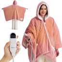 Bedsure Heated Blanket Wearable Shawl - Electric Wrap Poncho Blanket Hoodie for Adult, Winter Gifts for Mom Women Girlfriend, Warm Sherpa Heating Throw, Auto Shut Off, 55x64 inches, Pink