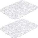 Bligli Pebble Sink Mat for Stainless Steel/Ceramic Sinks, PVC Eco-Friendly Sink Protectors for Bottom of Kitchen Sink, Dishes and Glassware, Fast Draining, 15.7 x 11.8 inch (2 Pack, Bling Clear)