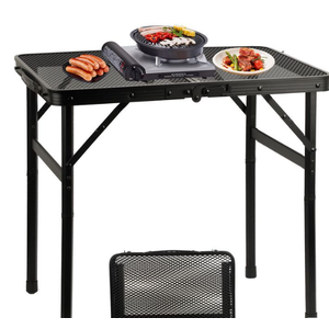 COSYAWN 3x2 FT Portable Medium Folding Grill Table with Mesh Desktop, Aluminum Lightweight Height Adjustable Outdoor Picnic Table for Camping BBQ Garden Party