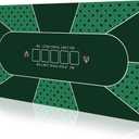 YUZPKRSI 47×23 Inch Poker Mat, 6 Players Texas Hold'em Poker Rubber Mat Poker Topper for Tables, Folding Portable Poker Table Top Layout w/Carrying Bag for Poker Games, Blackjack, Casino