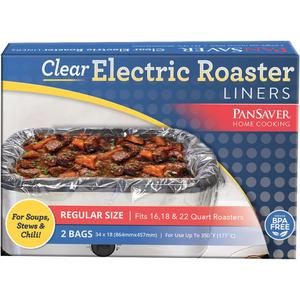  PackPanSaver Cooking Liners - Disposable Electric Roasting Pan Liners for Instant Cleanup with No Scrubbing - Clear, 2 Count, 