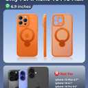 FNTCASE for iPhone 16 Pro-Max Case: [360 Spin Magnetic Stand] [Compatible with Magsafe] [Screen Protector] Translucent Matte Military Grade Shockproof Full Camera Protective Phone Cover - Orange