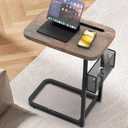 High-Grade Stability TV Tray Table with Large Tabletop, Adjustable Couch Table with Storage Baskets, Strong Metal Frame, Tv Dinner Tray Table for TV Watching, Meals, Snacks, and Tablet Use (Brown)