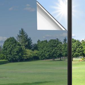 Haton Window Privacy Film One Way Window Tint for Home, Sun UV Blocking Heat Control Reflective Mirror Tinting Film See Out Not in Office Door Coverings, Silver 35.4" x 393.7", Silver