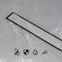 SaniteModar Linear Shower Drain 32 inch Tiled Insert 2 in 1 Panels, 304 Stainless Steel Shower Floor Drain, Brushed Linear Drain with Adjustable Feet and Hair Filter